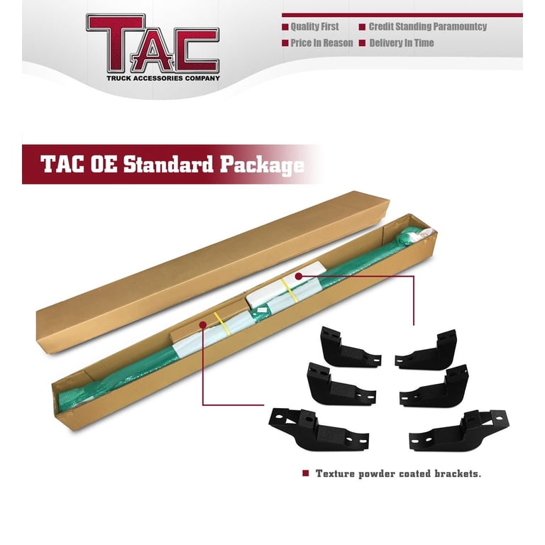 TAC Side Steps Running Boards For 2005-2023 Toyota Tacoma Double Cab - Black Oval Textured Nerf Bars (2-Piece Set) 3 thumbnail image