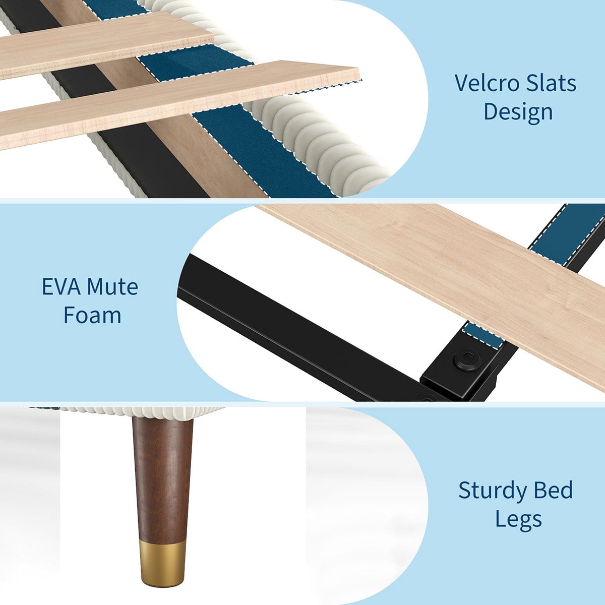 Ataucjin Twin/Full/Queen/King Size Platform Bed Frame, Modern Twin Bed Frame with Upholstered Headboard and Strong Metal Slats Support, No Boxing Spring Needed, Easy Assembly