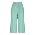 thumbnail image 4 of JTSRKL Girls Summer Capri Pants Loose High Waisted Wide Leg Lounge Pants Cute Drawstring Casual Palazzo Trousers with Pockets Green 4-5 Years, 4 of 9