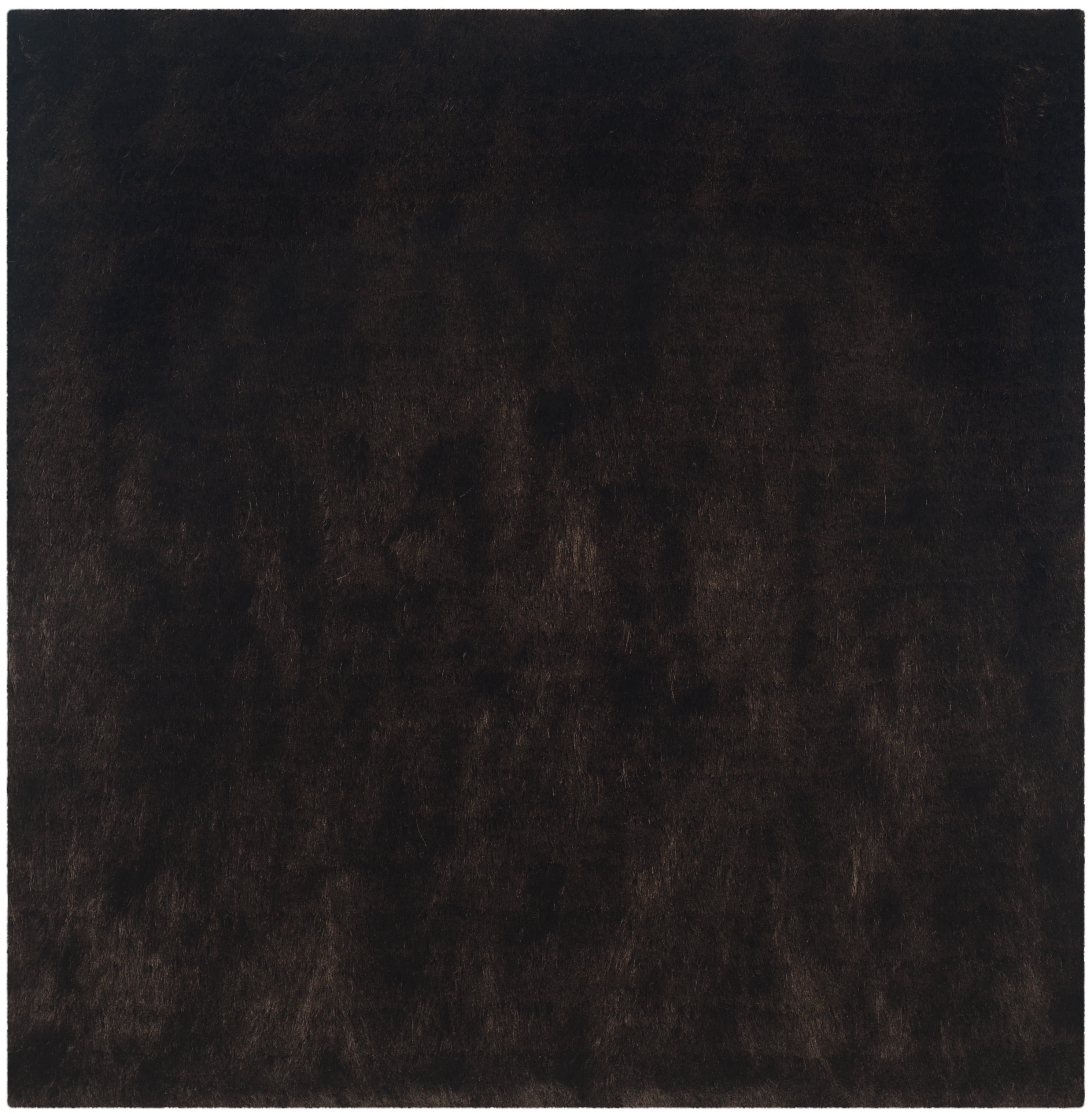 SAFAVIEH Paris Darwin Plush Polyester Shag Area Rug, Chocolate, 5' x 5' Square
