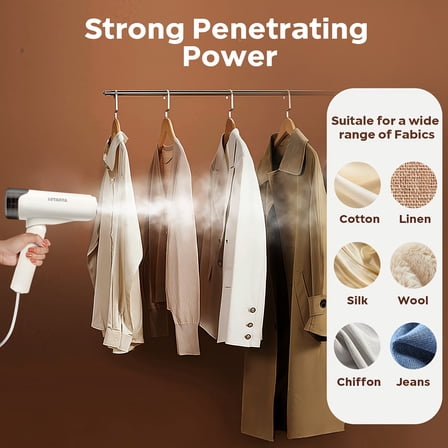 Handheld Garment Steamer - 1200W, 10s Preheat, Folding Handle | Powerful Steam, Wet/Dry Ironing, Portable Travel Fabric Steam Iron