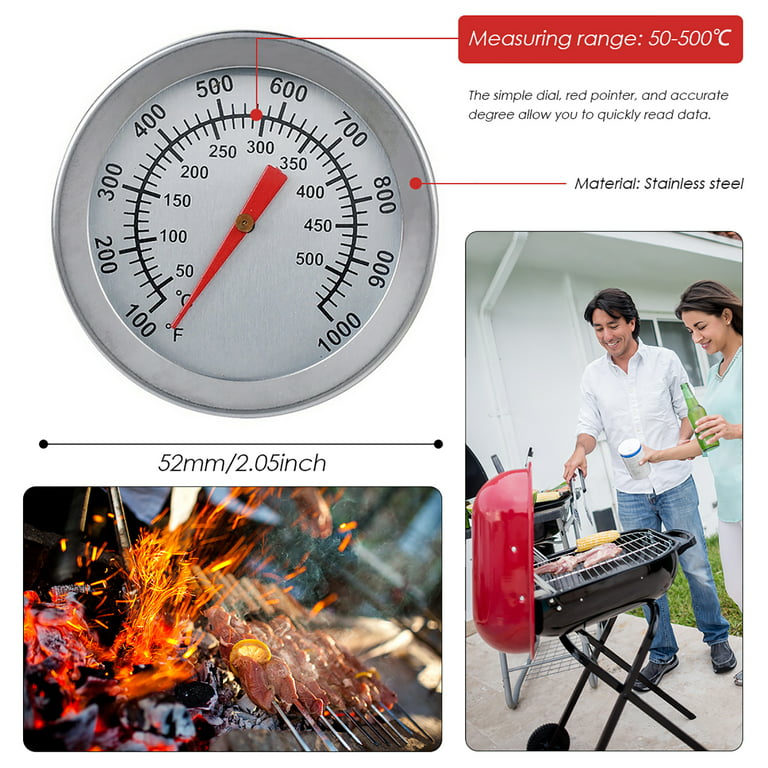 Stainless Steel BBQ Smoking Thermometer Temp Gauges Grill Smoker Pit  Thermostat