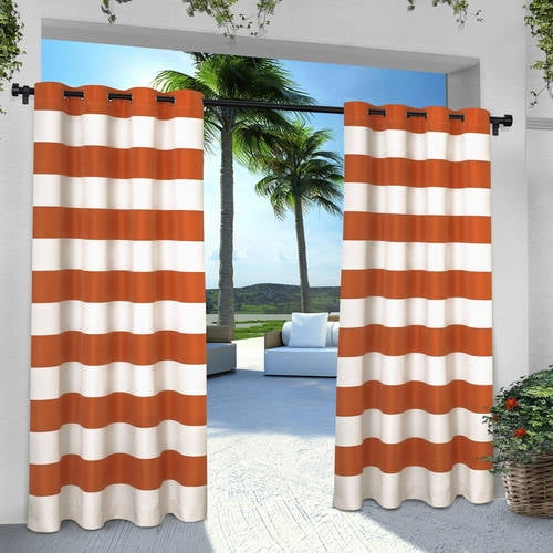Curtains 2 Pack Indoor/Outdoor Stripe Cabana Grommet Top Curtain Panels