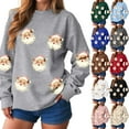 thumbnail image 2 of larppty Retro Santa Sweatshirt for Women Christmas Sweaters Crewneck Oversized Long Sleeve Tops Fashion Outfits (Sky Blue, L), 2 of 9