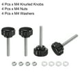 thumbnail image 4 of Uxcell 4 Set Male Thread Head Knurled Clamping Knobs Thumb Screws with Nuts Washers Black M4 x 25mm x 18mm ["Zinc Plated Carbon Steel"], 4 of 5