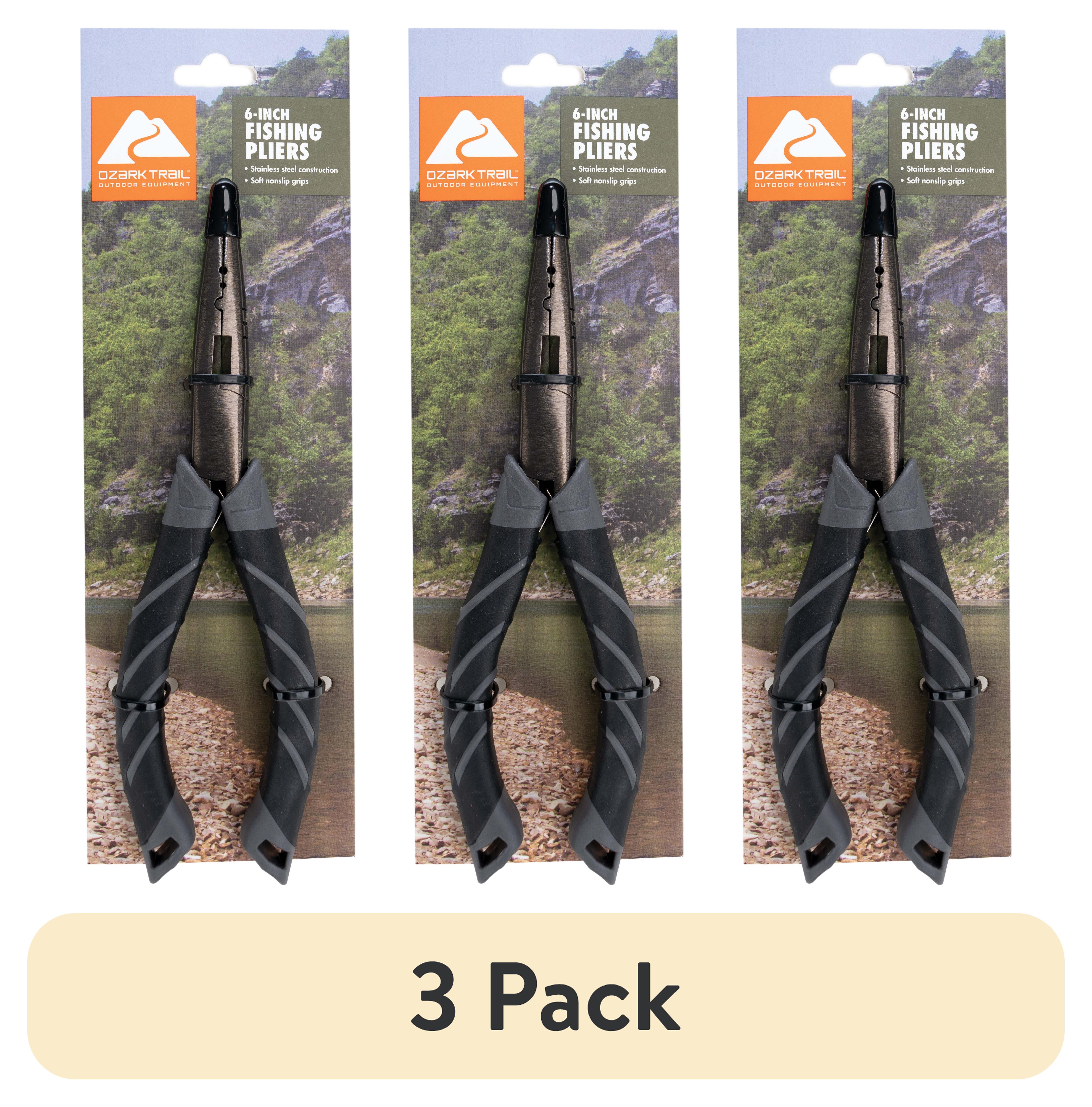(3 pack) Ozark Trail 6-Inch Stainless Steel Fishing Pliers with Soft Grip Handle