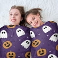 thumbnail image 5 of Halloween Purple Ghosts and Pumpkins Round Blanket,Comfortable Soft Flannel Throw Blanket,All Season,Warm Lightweight Blankets for Sofa Bed Couch Living Room Chair 60"x60", 5 of 5