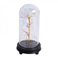 thumbnail image 4 of Artificial Gold Foil Rose Flower And LED Light String In Glass Dome On Wooden Base The Best Gift For Women(Battery Not Included), 4 of 6