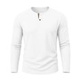 thumbnail image 5 of SGFCWSX Men's Cotton-Linen Blend Long-Sleeve Button-Up Top – Solid Color Casual Shirt White Size 3XL, 5 of 8