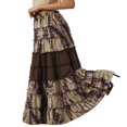thumbnail image 4 of Women Retro Style Skirt Elastic Waist Tie-dyed Print Ruffled Long Skirt, 4 of 9