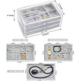 thumbnail image 3 of Acrylic Clear Jewelry Organizer Box 3 Drawers, Velvet Jewelry Storage, Earring Rings Necklaces Bracelets Storage Display Case Gift for Women, Girls, 3 of 11