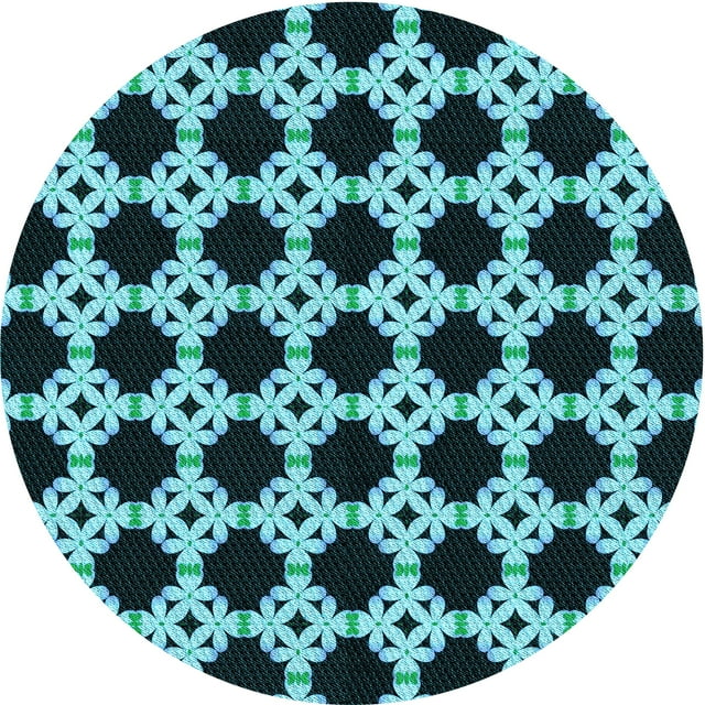 Ahgly Company Tapis Rond Lavable en Machine Intérieur Transitionnel Vert Sarcelle Profond, 7 Pieds Rond