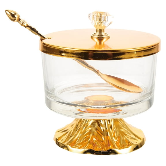 Mobutofu 4 Golden Glass Canisters For Pantry Counter Cabinet And Kitchen Jars 1Pcs