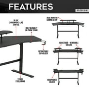 Techni Sport TS911D Gaming Desk with Shelves & Accessory Holder, Black
