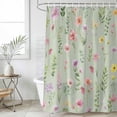 thumbnail image 6 of Pink Spring Floral Shower Curtain, Waterproof Shower Curtains for Bathroom, Farmhouse Flowers Sage Green Leaves Washable Fabric Bathtub Curtain Set Bath Decor with 12 Hooks Extra Long 72"x96", 6 of 6