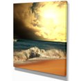 thumbnail image 2 of Rushing Waves under Cloudy Sky - Seashore Canvas Art Print, 2 of 3
