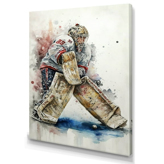 Designart Hockey Goalie On Ice During Play I Canvas Wall Art