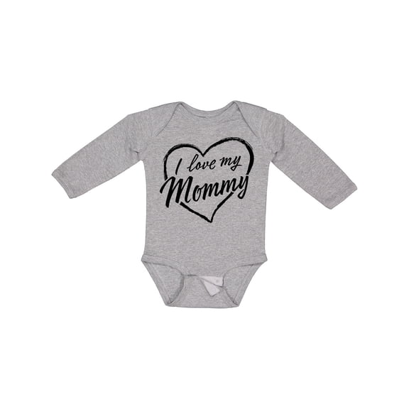 Inktastic I Love My Mommy in Black Chalk Heart Boys or Girls Long Sleeve Baby Bodysuit
