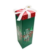 Holiday Time Christmas Wine Box with Bow, Green Elf, 4" x4" x12.59"