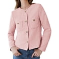 thumbnail image 5 of Long Sleeve Women's Tweed Jackets Business Button Down Casual Cropped Blazer with Pockets, 5 of 6