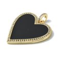 thumbnail image 2 of Rack Plating Real 18K Gold Plated Brass Micro Pave Cubic Zirconia Pendants with Enamel Long-Lasting Plated Heart Black 31x30.5x2.5mm Hole: 4.5x3mm, 2 of 3