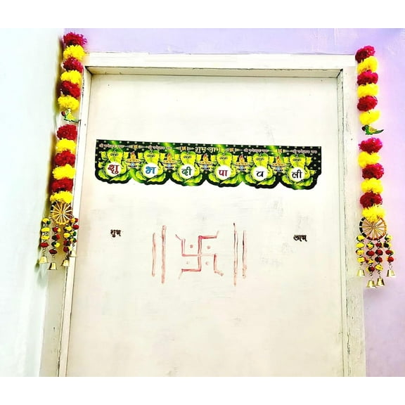 Artificial Marigold Flowers Garland for Home Party Door Hanging - 30 Inches Approx Diwali Decoration Halloween Traditional Indian Festival Theme Decor - 2 Strings