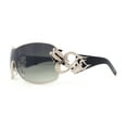 thumbnail image 3 of Womens Coy Metal Jewel Designer Fashion Shield Wrap Sunglasses Gold Black - Smoke, 3 of 4