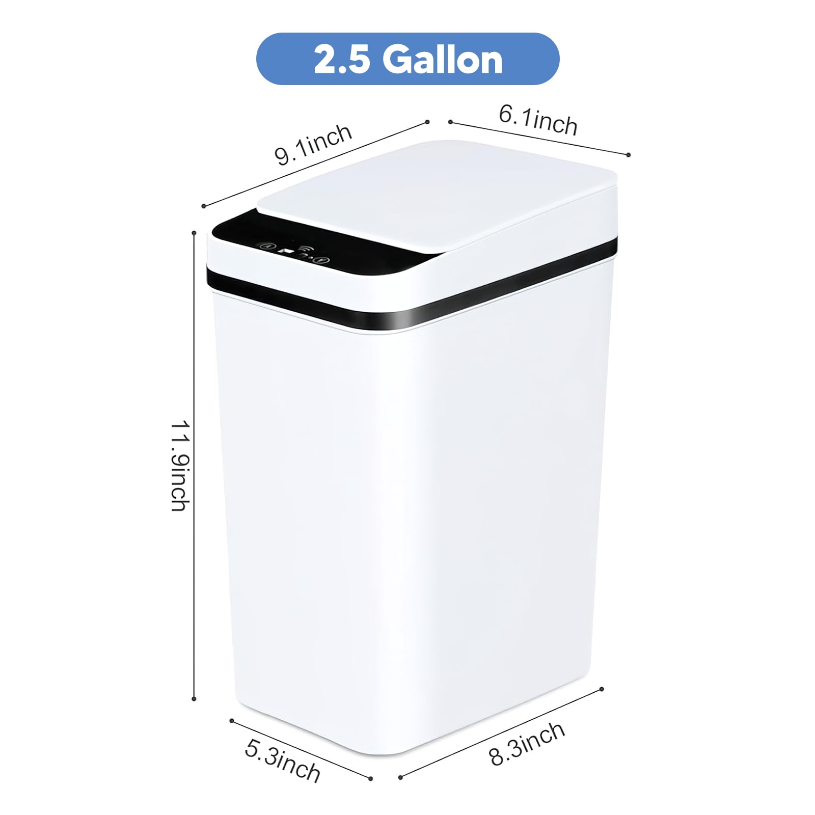Bathroom Trash Can,2 Pack 2.5 Gallon Trash Cans with Lid,Automatic Trash Can for Kitchen with Garbage Bags,Small Trash Bin for Bathroom,Office,Kitchen,Bedroom