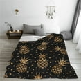 thumbnail image 5 of Honeii Gold Glitter Pineapples Print Fleece Blanket - Throw Blanket for Bed, Sofa, Couch, Camping, and Travel , Microplush Ultra Soft Warm Blanket-60"x50", 5 of 7
