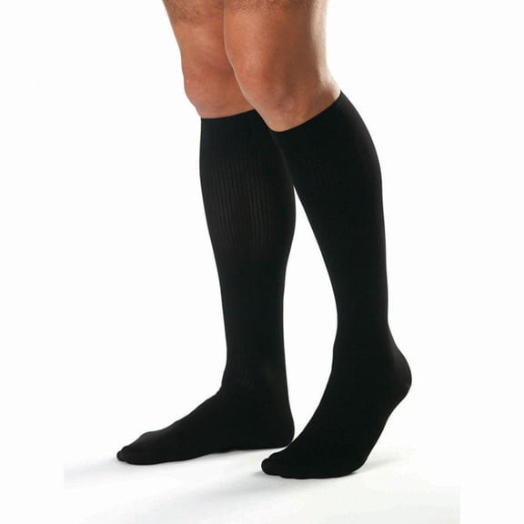 Jobst for Men Ribbed 30-40 Knee High Compression Socks Black Medium Tall