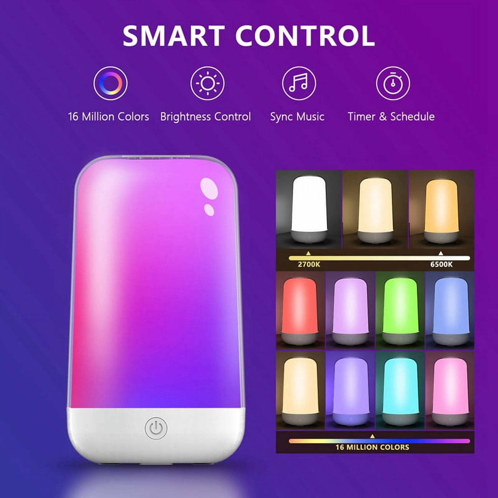 Bluetooth Smart Touch Bedside Table Lamp Dimmable RGB LED Light Rechargeable Kids Desk Lamp Camping Room Atmosphere