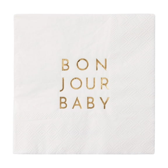 Bonjour Baby Blanc White Cocktail Napkins - 20ct