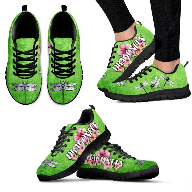 Zapatos de moda de marca con diseño de libélula verde, estampado de flores, planos para baloncesto y caminatas, zapatos deportivos para exteriores, zapatillas