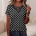 thumbnail image 2 of YUGYXL Polka Dot Print Summer Tops for Women Short Sleeve Crisscross V Neck T Shirts for Women Trendy Black Top L, 2 of 9