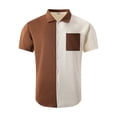 thumbnail image 5 of Men's Vintage Waffle Shirt Short Sleeve Button Down Summer Colorblock Beach Work Shirts, 5 of 6
