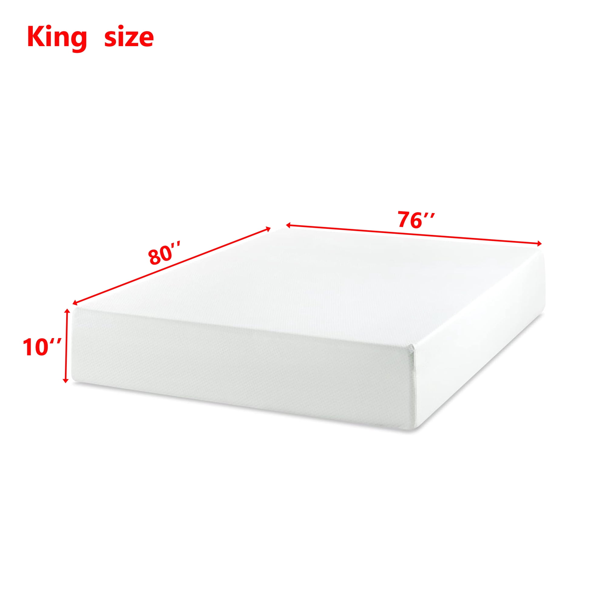 10 inch King Mattress,Green Tea Memory Foam Mattress in Box，Medium-Firm,White