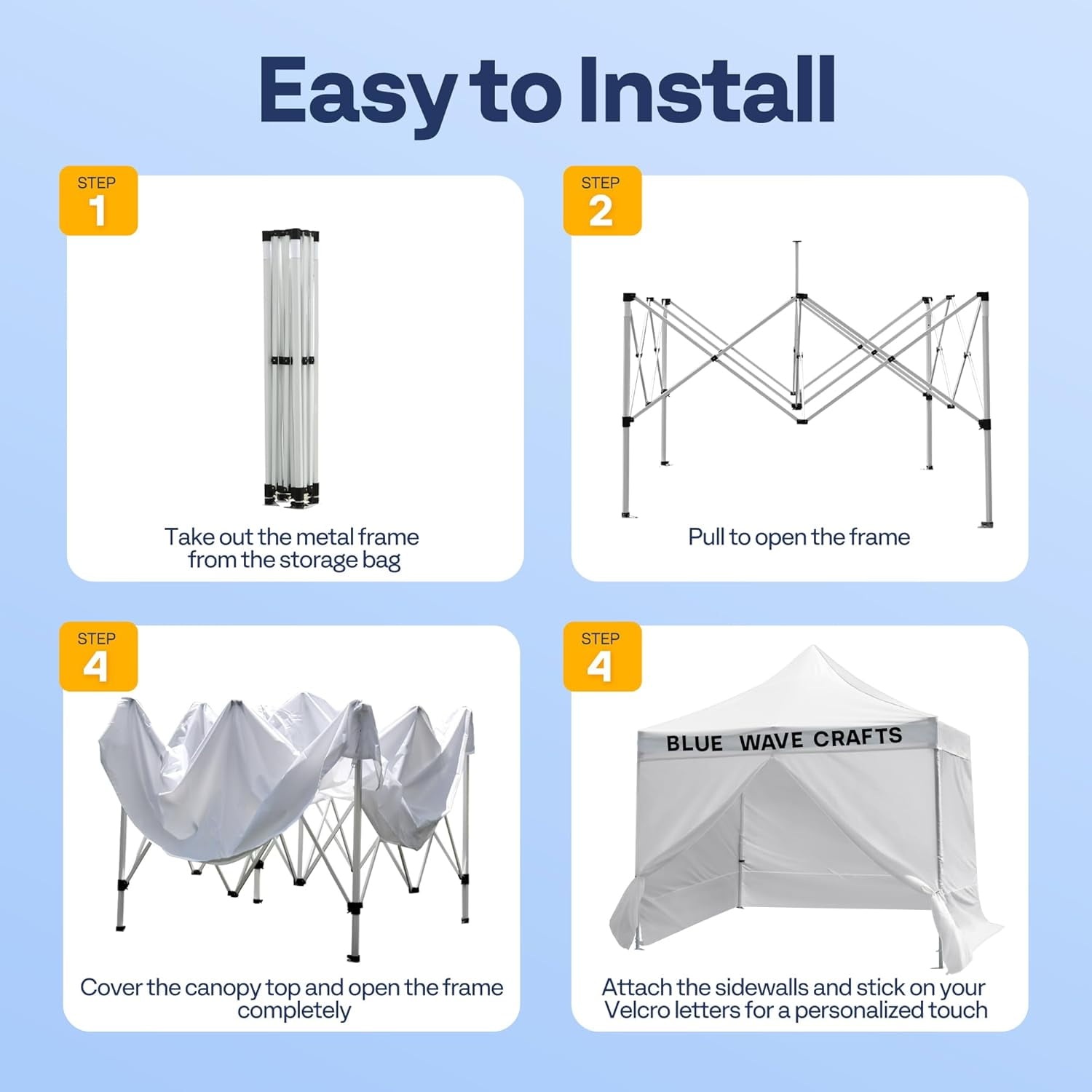 SPECSTAR White Commercial Tent 10' x 10' Instant Pop-up Straight Leg Canopy with Sidewalls & DIY Alphabet