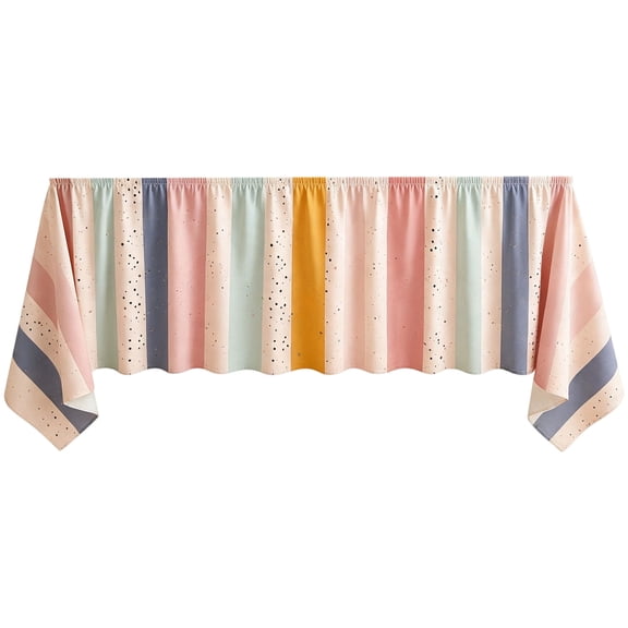 Teacher Desk Skirt Boho Stripes Ruffled Classroom Decor | Ruffled Table Cover for Teacher Desk, Fits Kindergarten Office Decor, Back to School Classroom Supplies