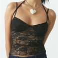 thumbnail image 3 of Women Lace Trim Top LowCut Spaghetti Strap Camisoles Square Neck Backless Crop Tops Going Out Tank Top Sports Bra Top Pack plus Size Silk Camisole for Women Girls Bra Camisole for Women Camisole for, 3 of 5