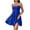 Blue, variant on Womens Summer Dresses Vacation Casual A Line Dress Ruched Bust Sleeveless Solid Ruffle Hem Short Dress