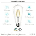 thumbnail image 5 of Luxrite LED Edison Bulb 75W Equivalent ST19 ST58 3000K Soft White 800 Lumens Dimmable 8W Damp Rated UL E26 6 Pack, 5 of 7