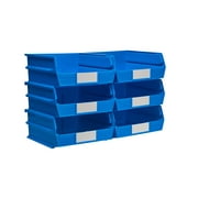 LocBin 10-7/8"L x 11"W x 5"H Stacking, Hanging, Interlocking Polypropylene Bins, 6ct