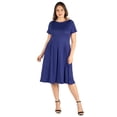 thumbnail image 6 of Plus Size Short Sleeve Fit N Flare Pocket Midi Dress, 6 of 6