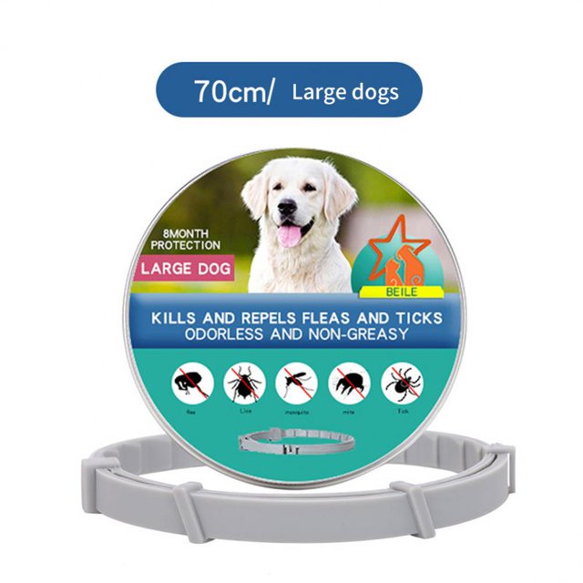 Collar ajustable para perros y gatos, protección para el Control de plagas, Mata pulgas de goma, prevención de pulgas, antimosquitos, insectos, accesorios para gatos,70cm big dog box, Fivean Collar antimosquitos para mascotas