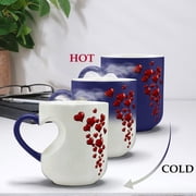 Weloille Valentine's Day Mug 1 Piece, Love Heart Handle Ceramic Cup, Smooth Surface Heat Resistant Drinkware, Romantic Design Reveal Cup for Couple Anniversary Gift Daily Coffee Tea Use
