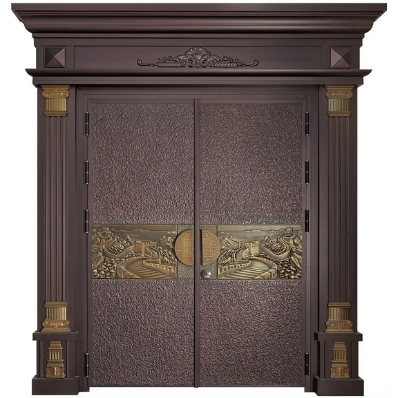 Fireproof and explosion-proof cast aluminum door villa door double door rural self-built houses to enter the household anti-theft copper custom