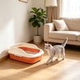 thumbnail image 5 of Plastic Cat Litter Box,12.2x8.3x6.3 Inch Open Top High-Sides Litter Pan Including Scoop,Large Odor-Free Low Entrance for Senior & All Cats,Orange, 5 of 7