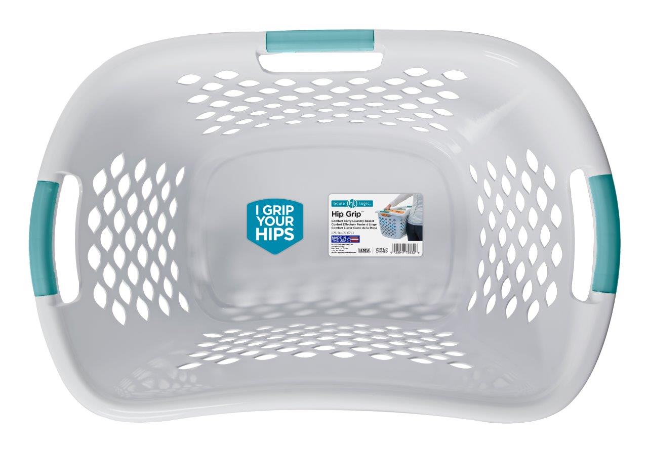 Home Logic HIP GRIP Laundry Basket, Large 1.8 Bu Hip Hugging Basket