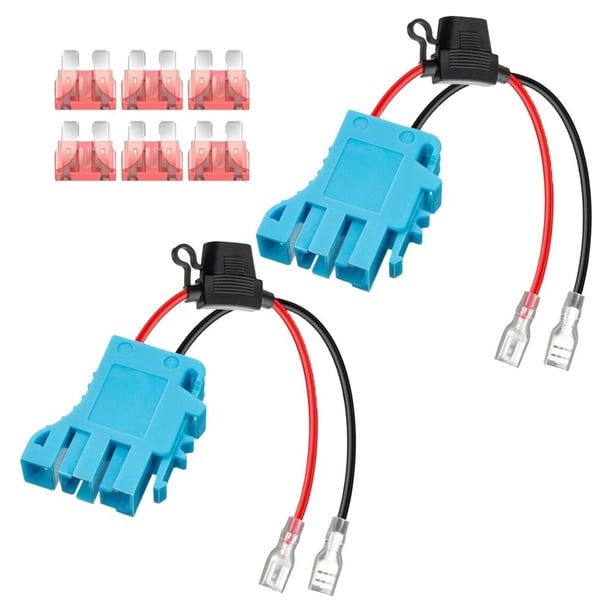 2 piezas Conector de arnés de cable de calibre AWG de 12 para Peg Batería SLA de 12V de Perego con fusible de 40A