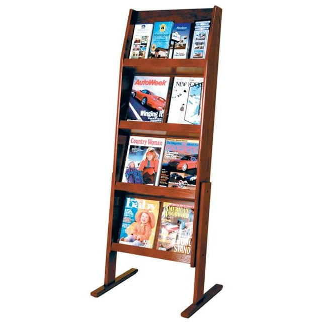 Wooden Mallet LD49-16FSMH 4 x 4 in. Slope 16 Pocket Standing Literature Display - Mahogany